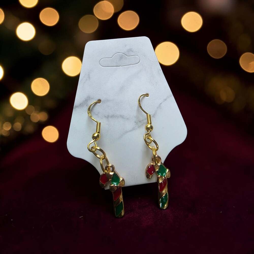 Christmas Candy Cane Dangle Earrings